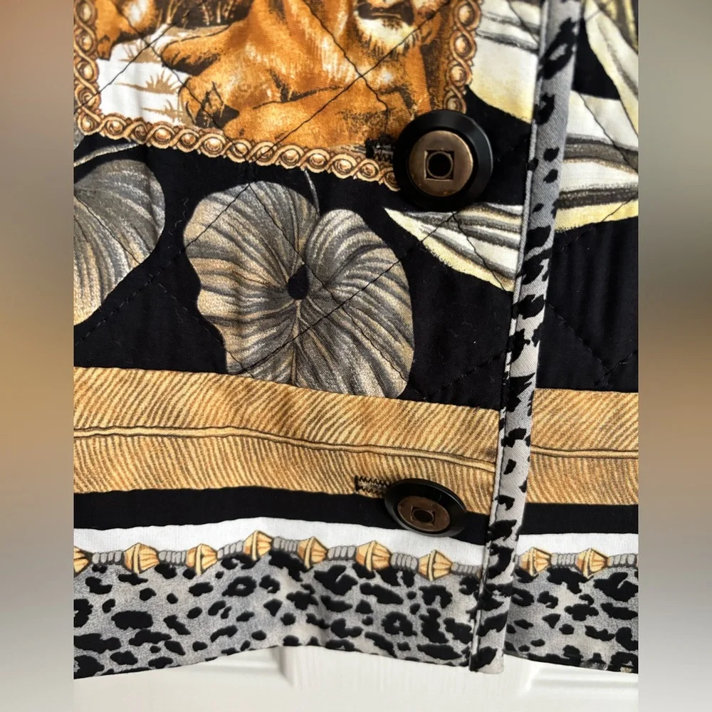 VTG NANCY BOLEN “CITY GIRL” LINE JUNGLE FOLIAGE PRINT LIONS & LEOPARDS SZ 10 - Picture 6 of 13